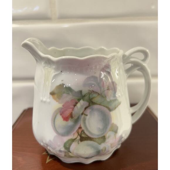 Germany Other - ANTIQUE PORCELAIN CREAMER FRUIT DESIGN Berries ORNATE SHAPE MARKED GERMANY